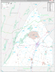 Chambersburg-Waynesboro Metro Area Wall Map Premium Style 2024